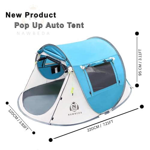 Image of Outdoor Camping Pop Up Boat Tent 1-2 Person Tent - for Camping, Hiking, Outdoor, Adventure, Garden (SkyBlue Beige)