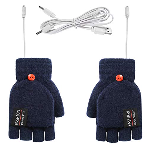 OhhGo - Guantes calefactables con USB, guantes de punto para invierno, medio...