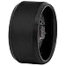 Mens Black 12mm Tungsten Carbide Ring Cool Wedding Engagement Band Matte Finish Beveled Edge Comfort Fit