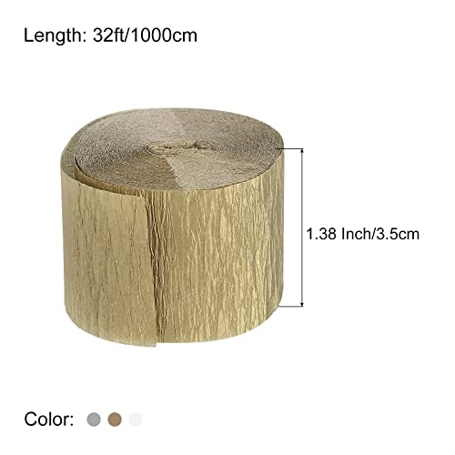 Meccanixity Crepe Paper Streamers 3 Rolls 32Ft In 3 Colors For Rainbow Party Decorations Wedding Ceremony Birthday Christmas Decoration(Silver Tone/White/Gold Tone) #TOP1