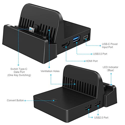 Ukor Tv Docking Station For Switch - Portable Charging Stand And Hdmi Adapter With Extra Usb 3.0 Port, Replacement Charging Dock For Nintendo Switch thumb #7