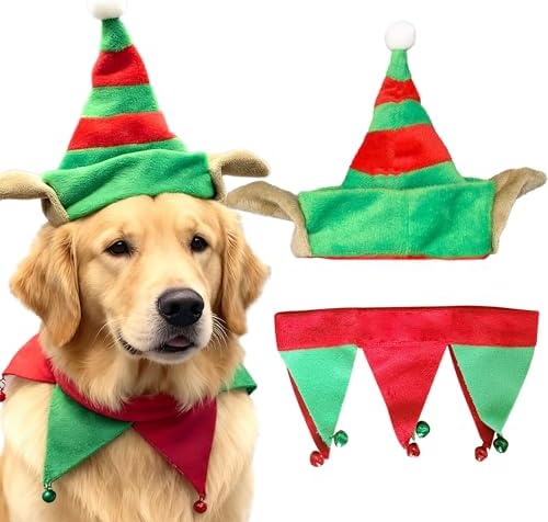 LaVenty Chapéu de Papai Noel de Natal para cachorro, cachecol de ...