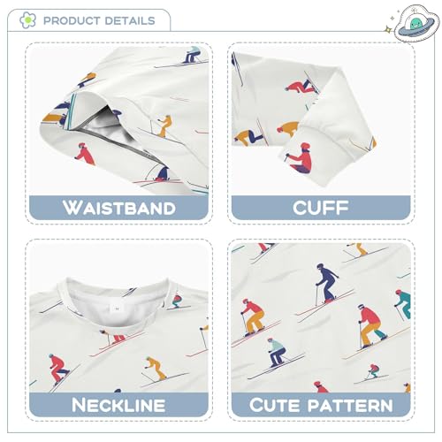 JUNZAN Skiing White Kids Girls Sweatshirts Hoodies Long Sleeve Fall Tops Shirts Sports 4T3
