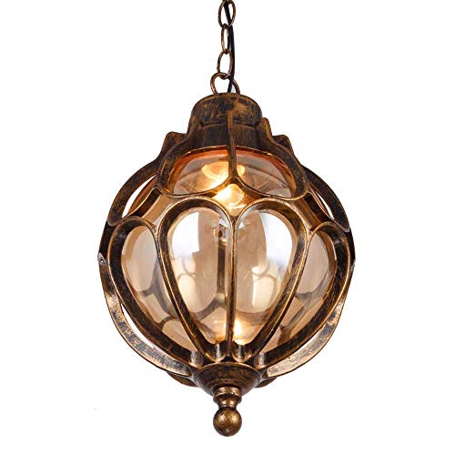 Lustre Extérieur Étanche Plafond Luminaire Suspendu Rétro E27 Verre Anti-Pluie