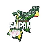 Map Style Saipan USA Fridge Magnet Mariana Islands Travel Souvenirs Refrigerator Decoration Hand Painted Craft Collection