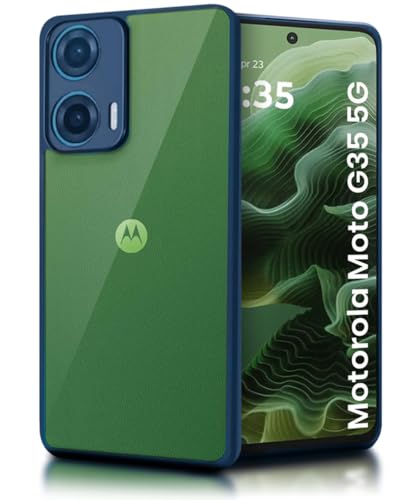 Image of WOW IMAGINE Shockproof Hybrid Back Cover for Motorola Moto G35 5G | Hard Slim fit Back Case | PC & TPU | Clear Transparent Case - Blue