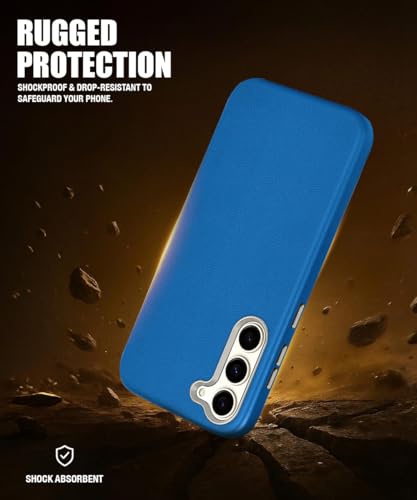 Image of WOW IMAGINE Back Cover for Samsung Galaxy S23 5G | Shockproof Tough Leather Texture Hard Mobile Case | Ultra Slim Non-Slip Grip | Inner Velvet Fabric | Metal Camera Ring - Blue