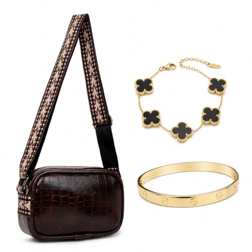 Image of Pramadda Pure Luxury Rakhi gift for sister special | rakshabandhan gift for sister | Stylish Textured Broad Belt Mobile Sling bag with gold bracelet stack gift hamper festive.