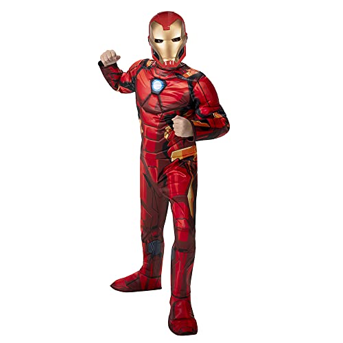 MARVEL Boys Deluxe Iron Man Costume Kids Tony Stark Superhero Halloween Costume Child - Officially Licensed Large