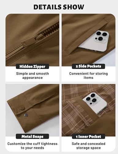 Image of TACVASEN Men's Lightweight Jackets Full Zip Laydown Collar Windbreaker Jacket Casual Golf Light Coat with Pockets
