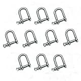 JY-MARINE 316 Stainless Steel D Shackle, Mini Shackles Bracelet,for Paracord Jewelry, Marine Grade Sailing Rigging Shackles,10 Pieces (5/32')