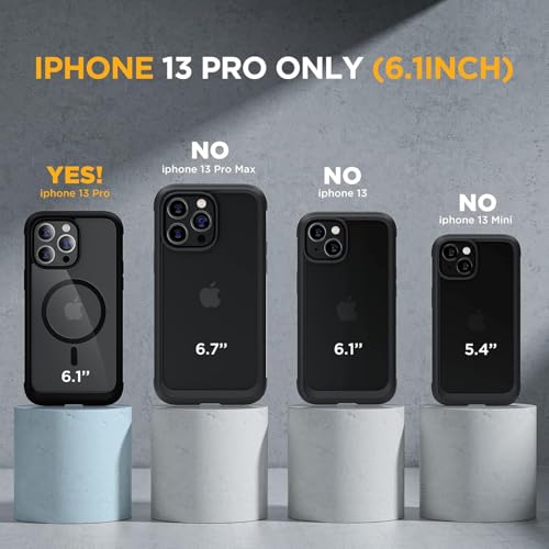 Image of Miracase for iPhone 13 Pro Case 6.1 inch,Full-Body Protection,Clear Bumper Case with Built-in 9H Tempered Glass Screen Protector,Military-Grade Drop Protection Outdoor Phone Case for iPhone 13 Pro,Black