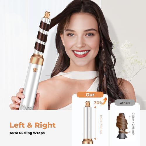 Image of Hair Dryer Brush Set 5 in 1, Hot Air Styler Negative Ion Air Curling Wrap Air Curler, Round Brush Blow Dryer Curling Iron Hair Styling Tools Gift for Dry,Volumize, Straight,Curl,100-120V