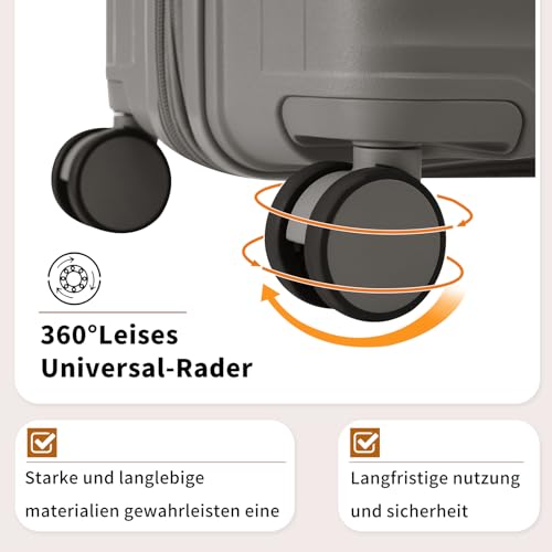 Kofferset, 3-delig, harde schaal, licht, ABS, uitbreidbaar, reiskoffer, trolley, handbagage, sets met TSA-slot en 4 wielen, koffer, trolley, rolkoffer, bagageset, waterdicht, telescopische handgreep, - Image 7