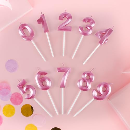 BEAN LIEVE Pink Cake Candles - Number Birthday Candles Numeral Candles Number 0 1 2 3 4 5 6 7 8 9 Used for Cake Decoration on Birthday Parties and Wedding Anniversary Celebrations. by BEAN LIEVE - Image 4