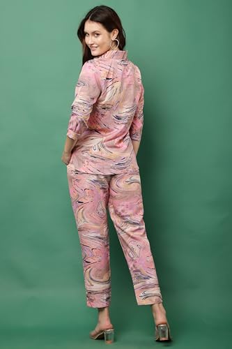 Image of JUSTHER Women's Co-ord Set | Shirt Top & Bottom Pant | Stylish Matching Set | Comfortable Fit Wear | Trendy Look Styling | Easy Movement | Perfect for Casual