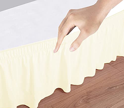 Image of Wrap Around Dust Ruffled Bed Skirt 18 inch Inch Tailored Drop Fade Resistant Brushed Microfiber Bed Skirt - Single Bed | Ivory