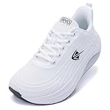 PERSOUL Wide Toe Box Shoes Women Walking Shoes with Arch Support Comfortable Tennis Sneakers for Plantar Fasciitis Foot Pain Relief Size 9.5 White