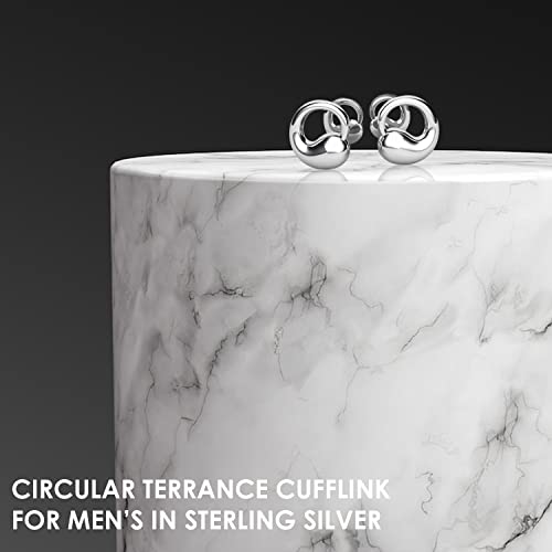 Sterling Silver Circular Terrance Cufflink for Men - Luxury Men's Cuff Links With Elegant Gift Box - Crafted With .925 Sterling Silver - Suitable for All Occasions4