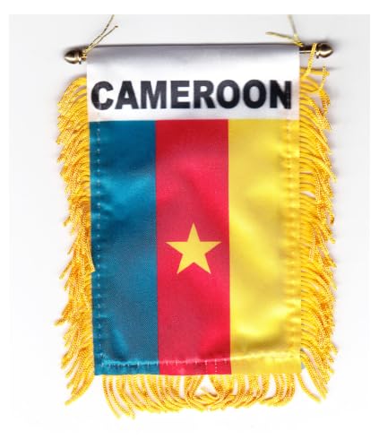 Cameroon Fringed Rear-View Mirror Window Hanging Flag with Suction Cup
