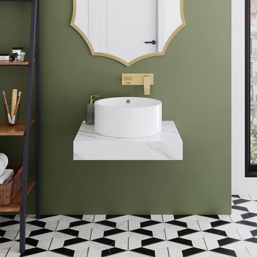 Monaco 24\" Floating Bathroom Shelf in White Marble(SM-VS252)