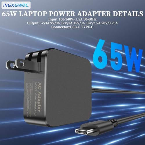 Image of 65W USB C Charger Compatible with Microsoft Surface Pro 12 (2025) 11 10 9 8 7 6 5 4 3, Surface Pro X, Surface Laptop 7 6 5 4 3 2 1, Surface Book 3 2 1, Surface Go 3 2 1 Power Adapter