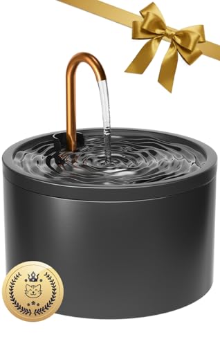 Keimi Ceramic Cat Water Fountain, 2.1L Water Dispenser for Cats, Quiet Water Dispenser, Pet Drinking Fountain for Multiple Cats, Filter for Clean Water, Hygienic and Easy to Clean, Black