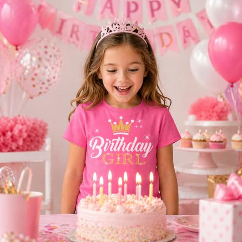 Image of Tstars Birthday Girl Crown Shirt - Cute Tee Gift for Youth Girls, Fun Outfit for Party or Big Day