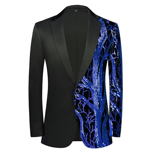 Mens Formal Shiny Sequin Tuxedo Shawl Lapels Stage Sport Coat Stylish 2 Color Conversion Casual Suit