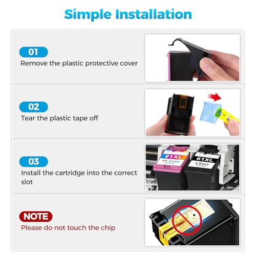 Image of 61XL 61 Ink Cartridges for HP Printers Envy 4500 5530 Compatible for HP Ink 61XL HP61 61 XL Black and Color Combo Pack for Officejet 4630 4635 Envy 4502 5535 Deskjet 1000 1510 2050 2510 2540, 2-Pack