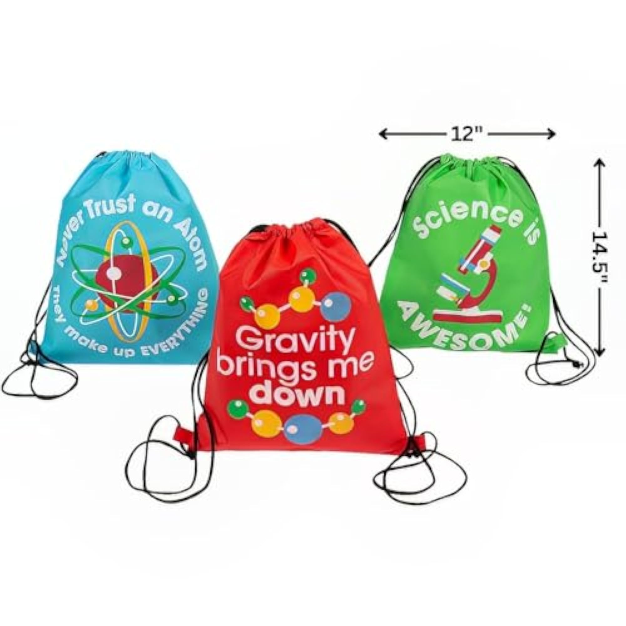 Science Party Drawstring Backpacks - 12 ct
