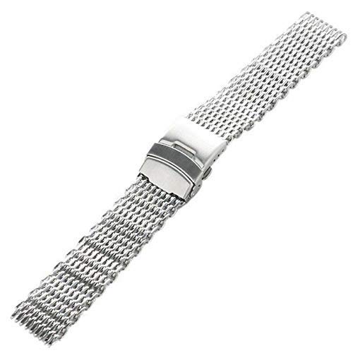 Paski do zegarków Srebrny 18 mm/20 mm/22 mm/24 mm Siatkowy pasek do zegarka ze stali nierdzewnej Pasek Siatkowy metalowy pasek do zegarka Bransoletka do zegarka (kolor: srebrny, rozmiar: 22 mm)