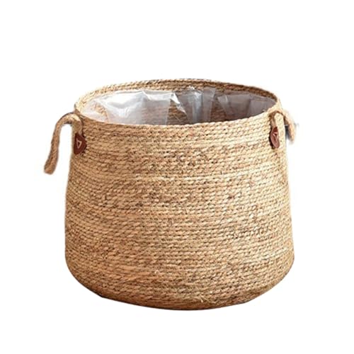 WZTHLF Blumentöpfe für den Innenbereich, geflochtene Strohpflanzkörbe für Wäsche und Pflanzgefäße (groß)