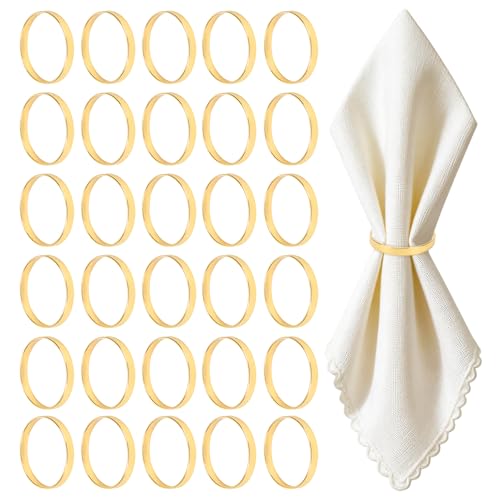 30 Pieces Rond de Serviette de Table, Rond de Serviette Doré en Métal, Anneau de Serviette Bague Circulaire, Élégants Ronds de Serviette pour Fêtes, Mariages, Anniversaires