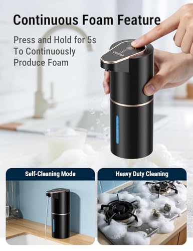 Image of Costar Automatic Soap Dispenser for Wash Basin, Rechargeable Sensor Foaming Handwash Dispenser Wall Mount, 3-Speed Adjustable, Auto Foam Dispenser for Kitchen, Bathroom - Deluxe Version