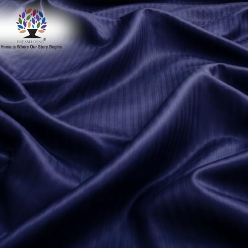 Image of Dream Living Stripe King Bedsheet with 2 Pillow Covers | 120 GSM | 275x275 Cm | Blue