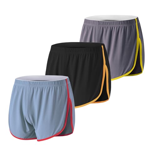 JINSHI Breathable Men's Casual Sports Boxer Shorts with Mesh Design and Split Side for Loose Fit