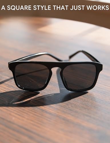 Image of BIRCEN Mens Acetate Polarized Sunglasses: Retro Square Sun Glasses UV400 Protection Anti-Glare Shades for Driving Travel