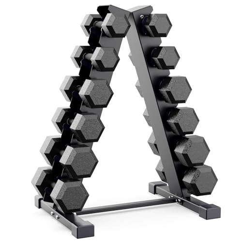 JX FITNESS Estante para mancuernas con marco en A, estante de 6 niveles para mancuernas, solo soporte