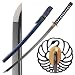 ATANAK Handmade Full Tang Katana Sword Real Hand Forged 1095 High Carbon Steel Authentic Japanese Samurai Sword for Martial Arts, Collection & Display - Blue Swan