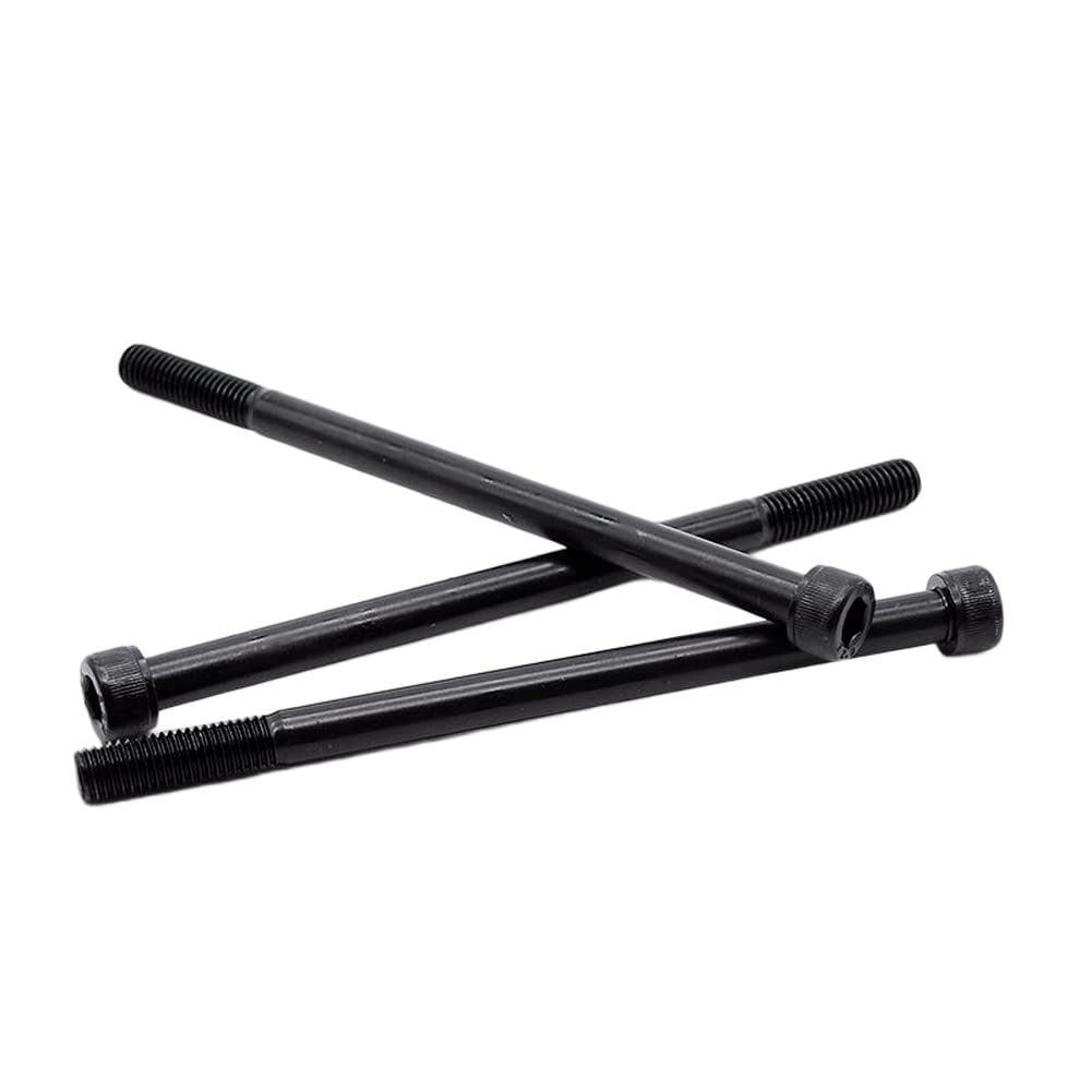 (1 set) Set di combinazione di dadi esagonali in acciaio al carbonio nero, per bulloni viti montaggio fissaggio albero meccanico, M20x220mm.