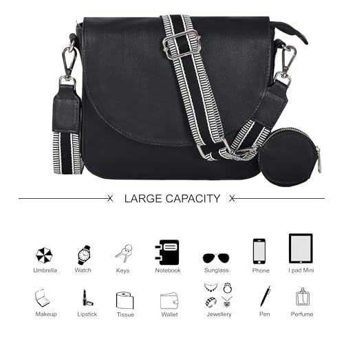Image of Genuine Leather Shoulder Crossbody Purse For Women with Adjustable Strap, Mobile Pocket & Outside & Inside Zipper