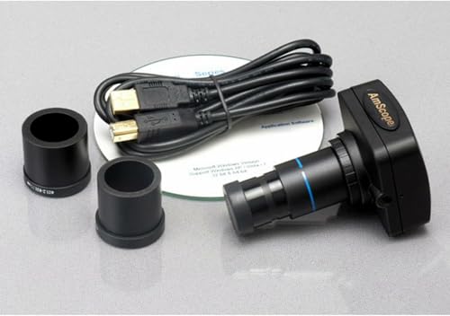AmScope SM-3T-80S-M Digital Professional Trinocular Stereo Zoom Microscope, WH10x Eyepieces, 7X-45X Magnification, 0.7X-4.5X Zoom Objective, 80-Bulb LED Ring Light, Single-Arm Boom Stand, 90V-265V, Includes 1.3MP Camera with Reduction Lens and Software - Thumbnail 6