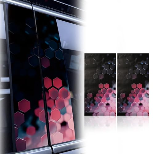 Image of JSCARLIFE Honeycomb Car B-Pillar Sticker, HD Printed PVC Waterproof Car Decals, Car Stickers Vinyl Self-Adhesive Side Strip Decal Cool Stickers (Style 6)