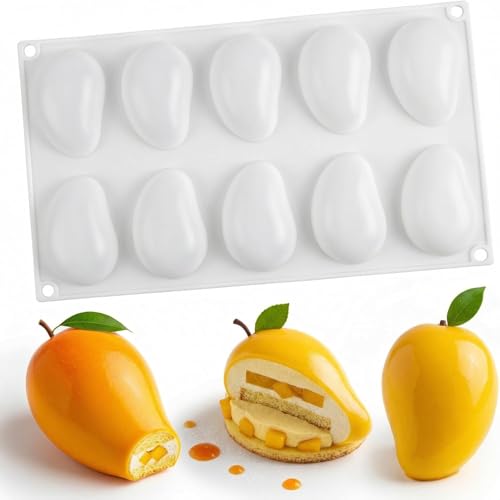 Image of 10 Slot Mango Silicone Mold Fruit Candle Mould for Candle Making Cake Fondant Decorating Chocolate Candy Food melts Dessert Pastry Mousse & Ice Cream Mold Soap Crafting Projects Fruit Pop Molds