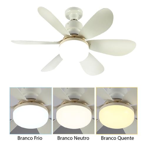 Ventilador de Teto com Lâmpada LED E27 40W - Silencioso, Moderno e com Controle Remoto
