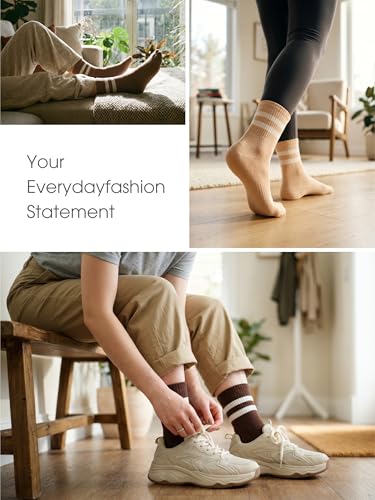 Image of 90% Cotton Women Socks, 4 Pairs Comfy Athletic Socks for Running & Casual Wear with Seamless Toe&Arch Support, Size 6-9