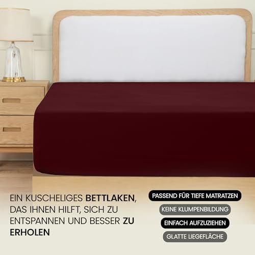 Utopia Bedding - Spannbettlaken 140x200cm - Burgunderrot – Ansicht 6