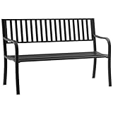 Outsunny 50' Outdoor Garden Bench, Patio Bench with Slatted Seat, Metal Porch Bench for Backyard, Poolside, Lawn, Black