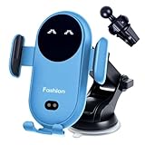 Wireless Car Charger, Auto-Clamping 3-in-1 Phone Mount - 15W/10W/7.5W Fast Charging Car Accessories Compatible with iPhone 16/15/14/13/12/11/Xs/XR, Samsung S23 Ultra/S22/S21/S20/S10+/S9(Blue)
